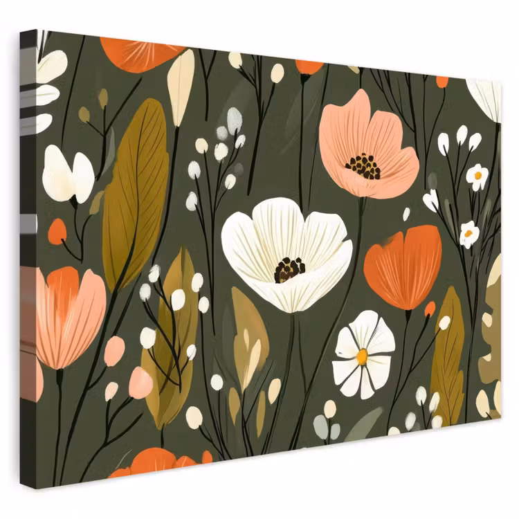 Buiten canvas - Bloemen - Illustratie - Groen — 1