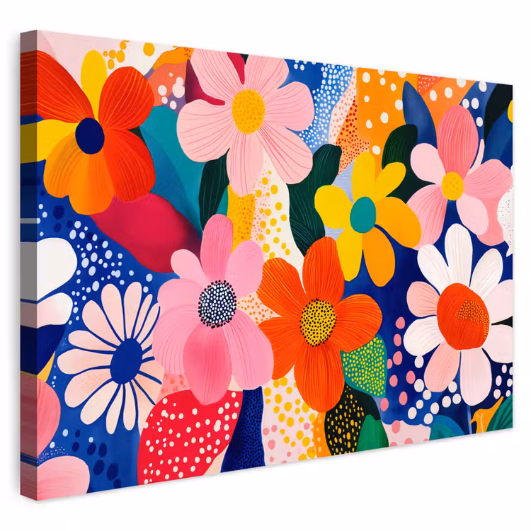Buiten canvas - Bloemen - Kleurrijk - Stippen — 1