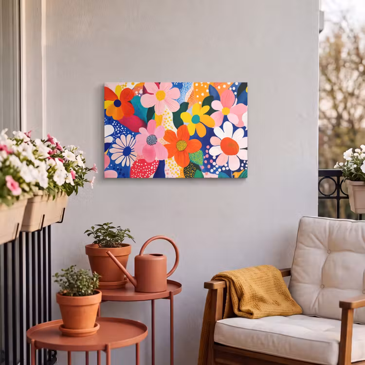 Buiten canvas - Bloemen - Kleurrijk - Stippen — 4
