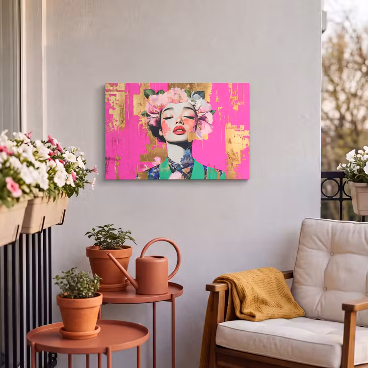 Buiten canvas - Bloemenkroon - Goud - Vrouw - Portret — 3