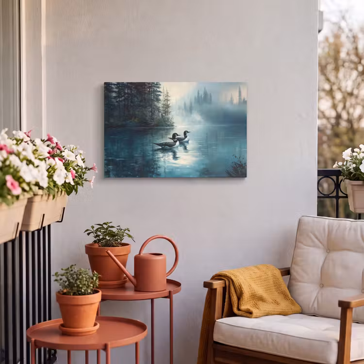 Buiten canvas - Bos - Water - Eenden - Mistig — 4