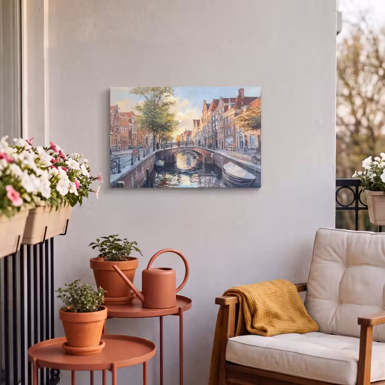 Buiten canvas - Brug - Stad - Huizen - Boot — 4