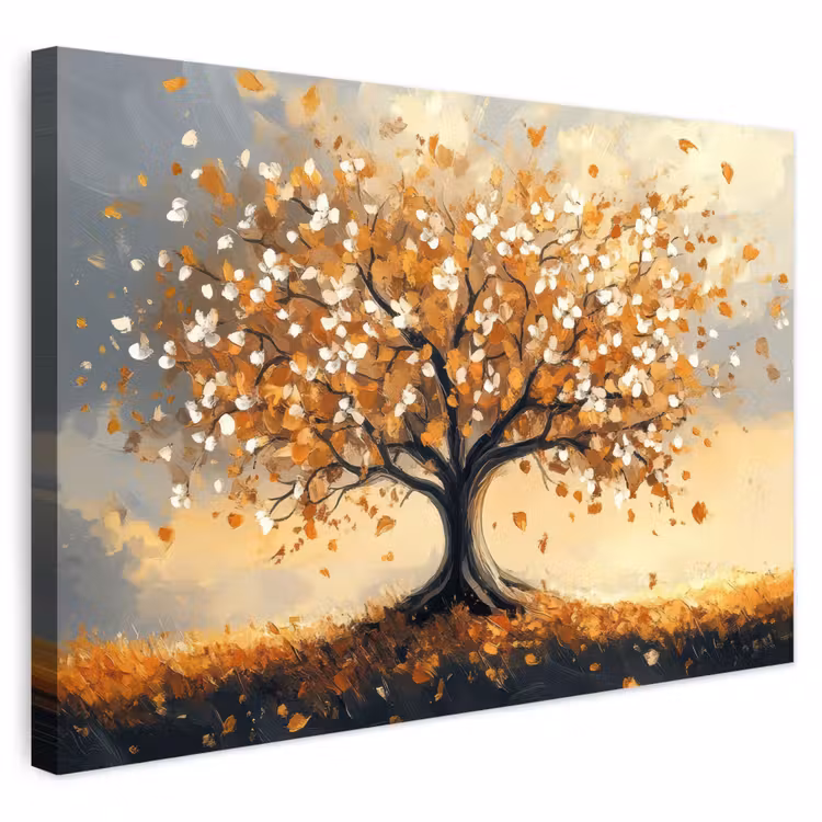 Buiten canvas - Herfst - Boom - Oranje - Bladeren - Levensboom - Abstract — 1