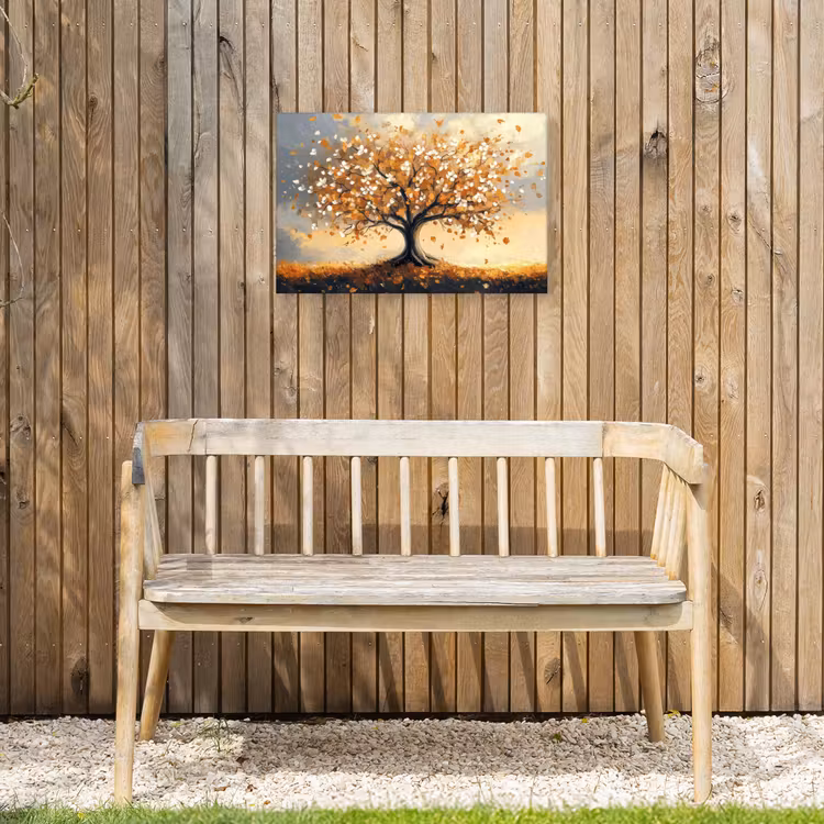 Buiten canvas - Herfst - Boom - Oranje - Bladeren - Levensboom - Abstract — 3