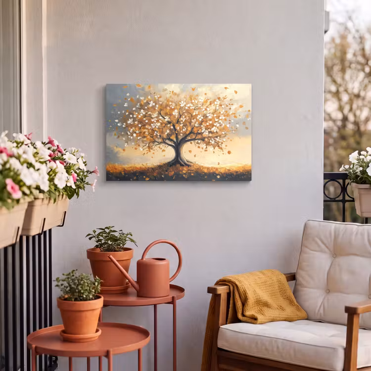 Buiten canvas - Herfst - Boom - Oranje - Bladeren - Levensboom - Abstract — 4