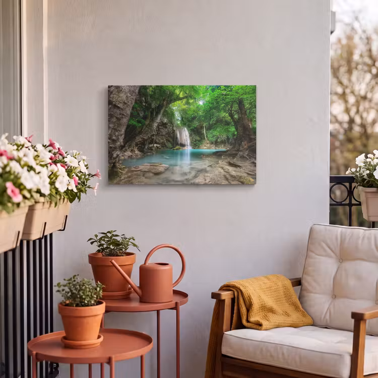 Buiten canvas - Jungle - Waterval - Planten - Water - Natuur — 3