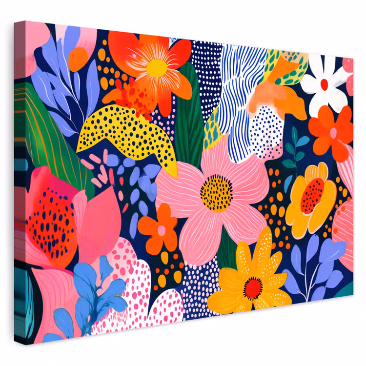 Buiten canvas - Kleurrijk - Bloemen - Abstract - Stippen — 1