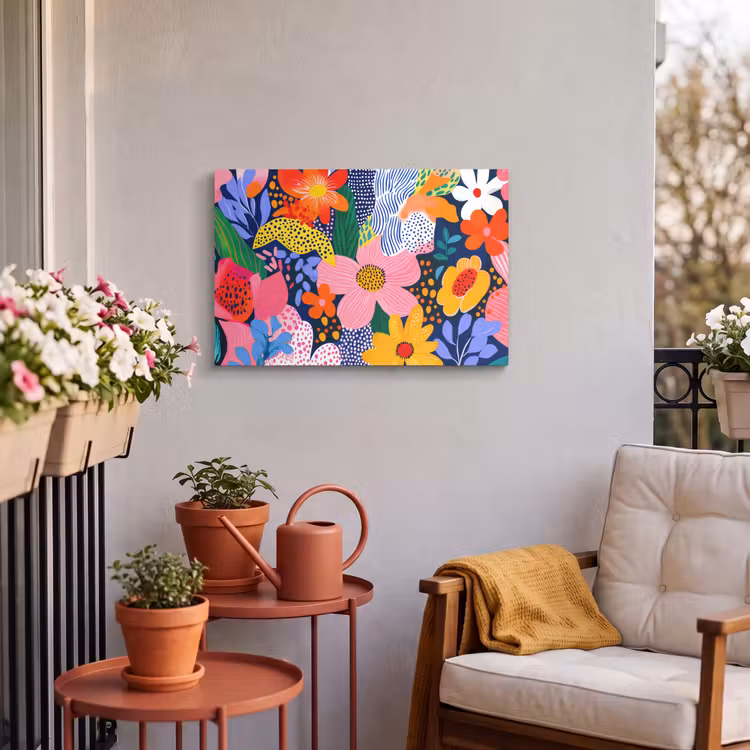 Buiten canvas - Kleurrijk - Bloemen - Abstract - Stippen — 3