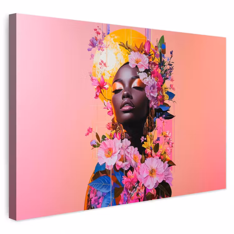 Buiten canvas - Kleurrijk - Bloemen - Vrouw - Zon — 1