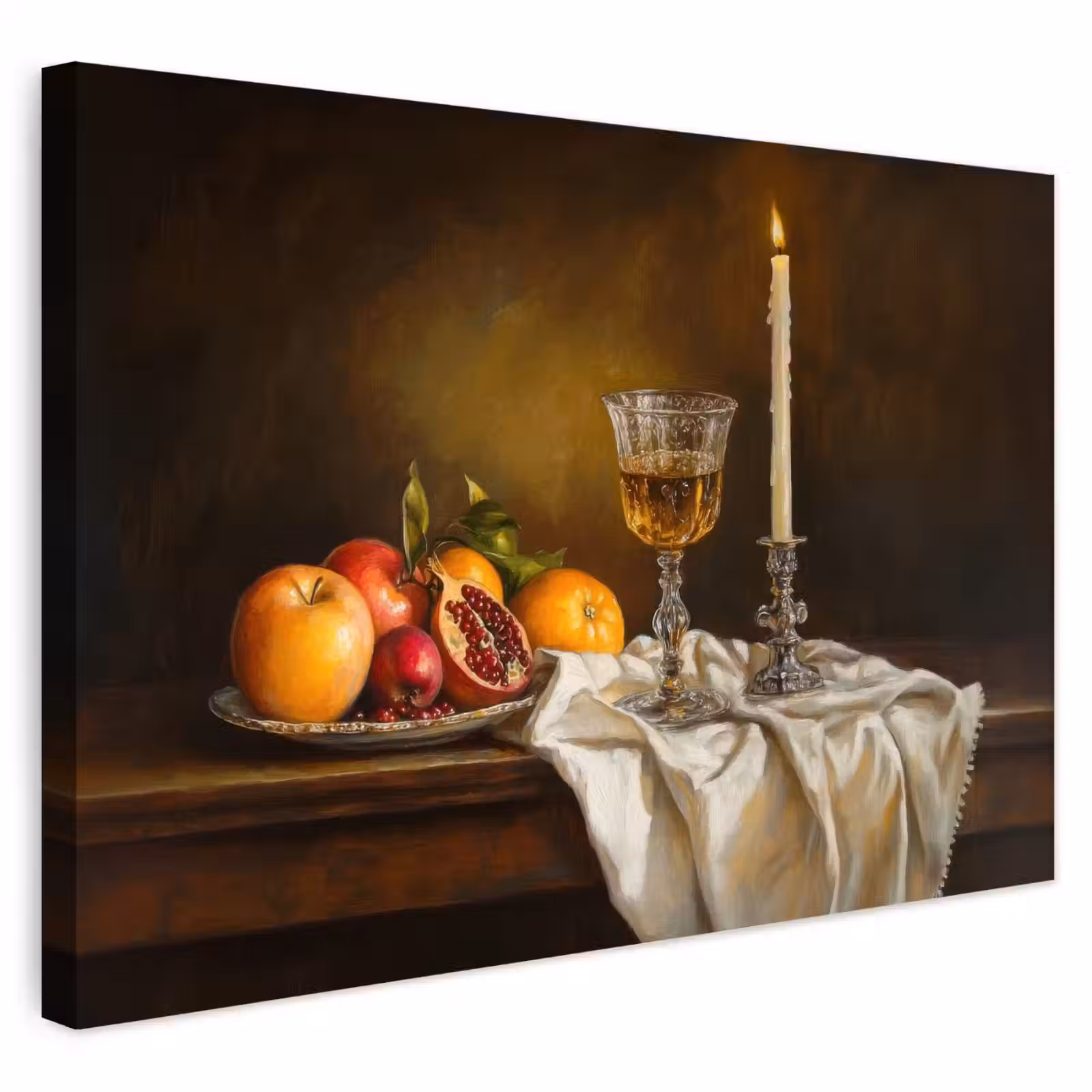 Buiten canvas - Fruit - Stilleven - Wijn - Kaars — 1