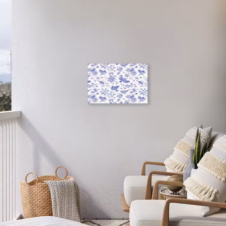 Buiten canvas - Birds - Flowers - Blue — 4
