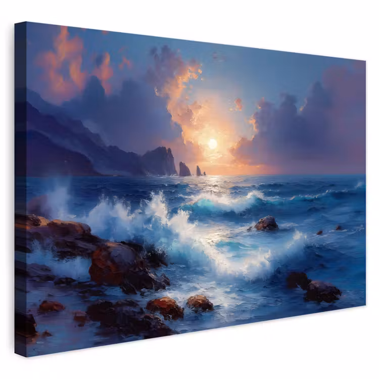 Buiten canvas - Golven - Zee - Kleurrijk - Rotsen — 1