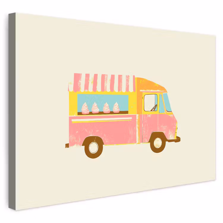 Buiten canvas - Ijskar - Retro - Softijsjes - Roze — 1