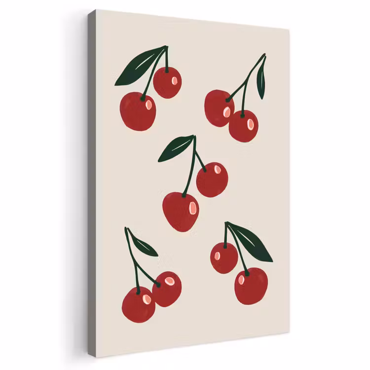 Buiten canvas - Kersen - Blaadjes - Rood — 1