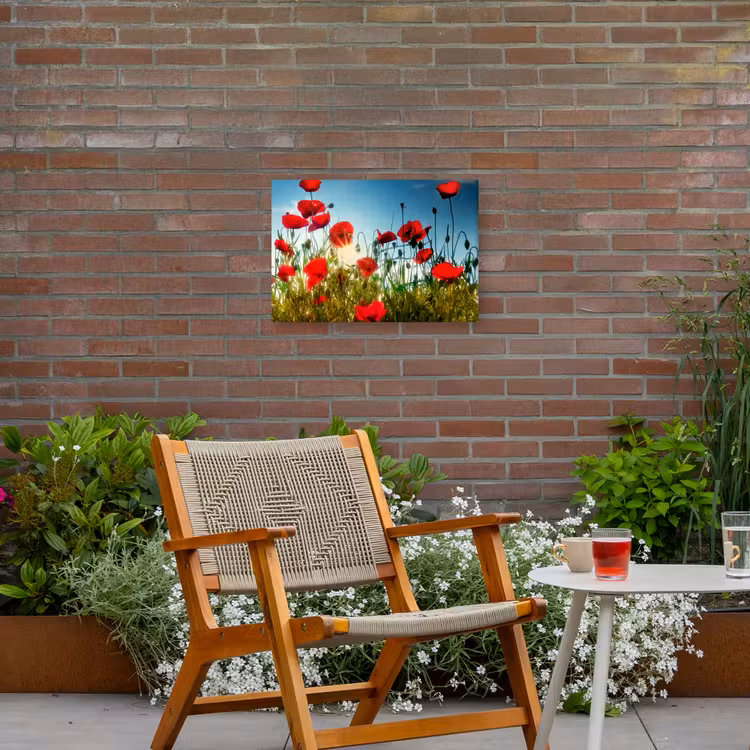 Buiten canvas - Klaprozen - Toscane - Zon - Rood - Blauw — 2