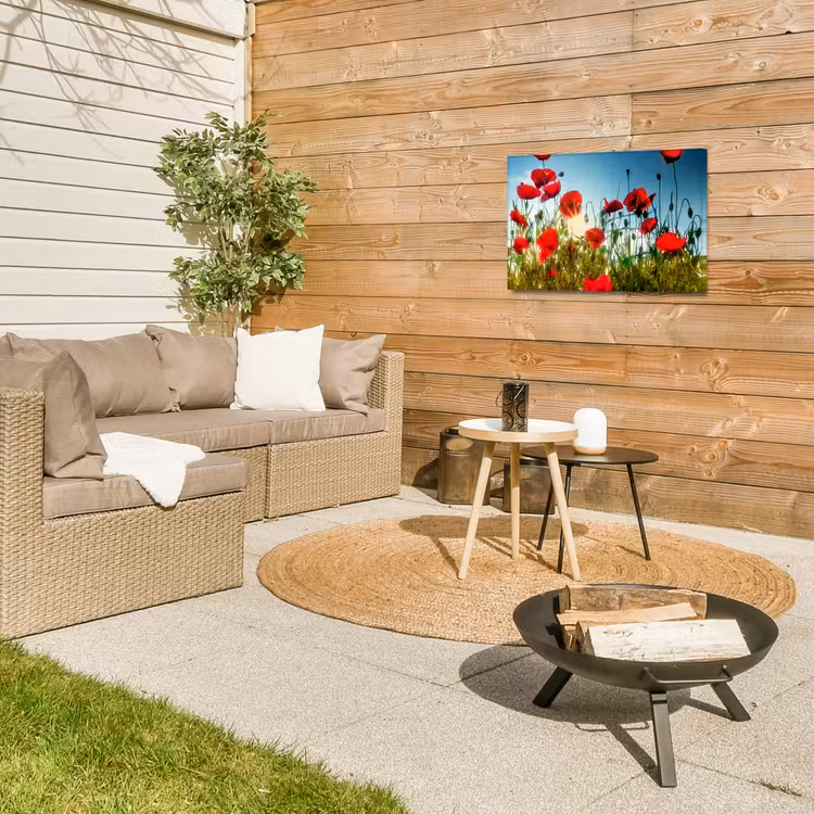 Buiten canvas - Klaprozen - Toscane - Zon - Rood - Blauw — 5