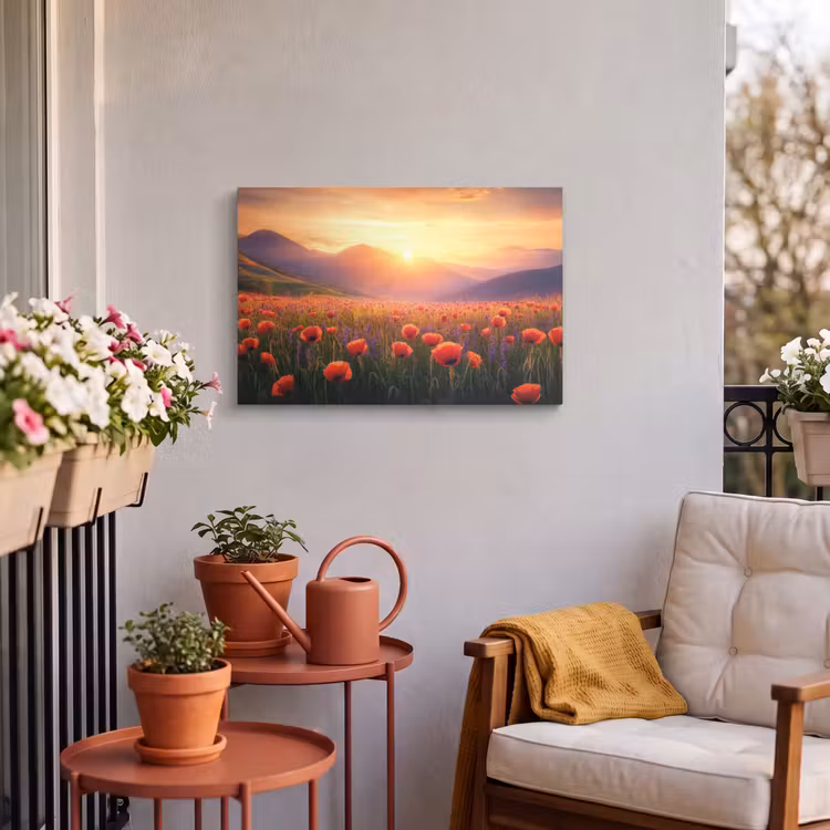 Buiten canvas - Landschap - Zonsondergang - Bloemenveld — 3
