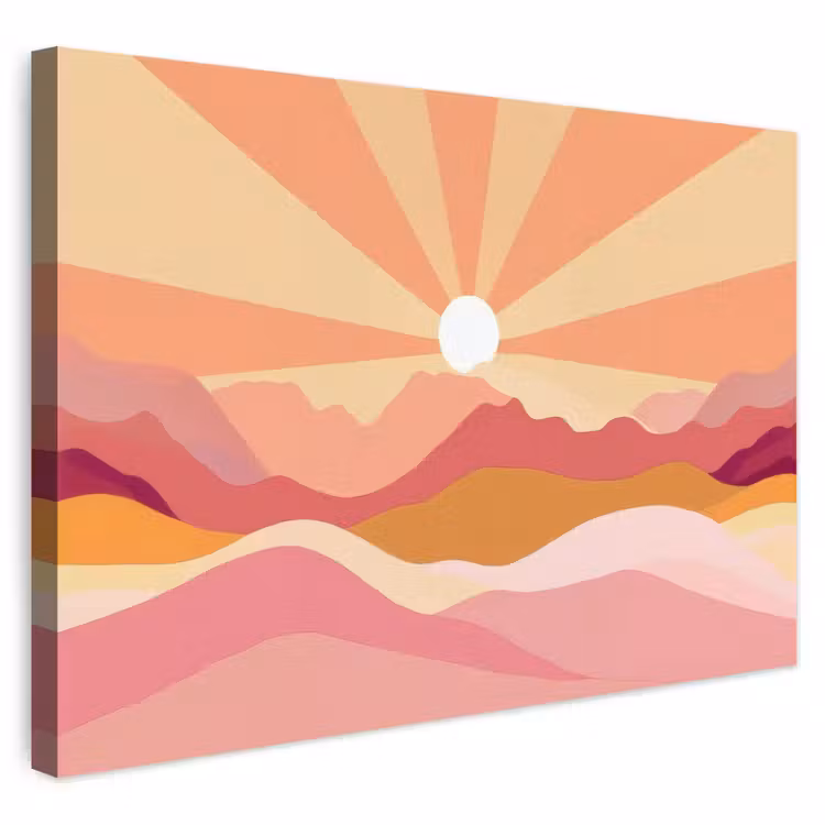 Buiten canvas - Bergen - Abstract - Zonnestralen - Roze — 1