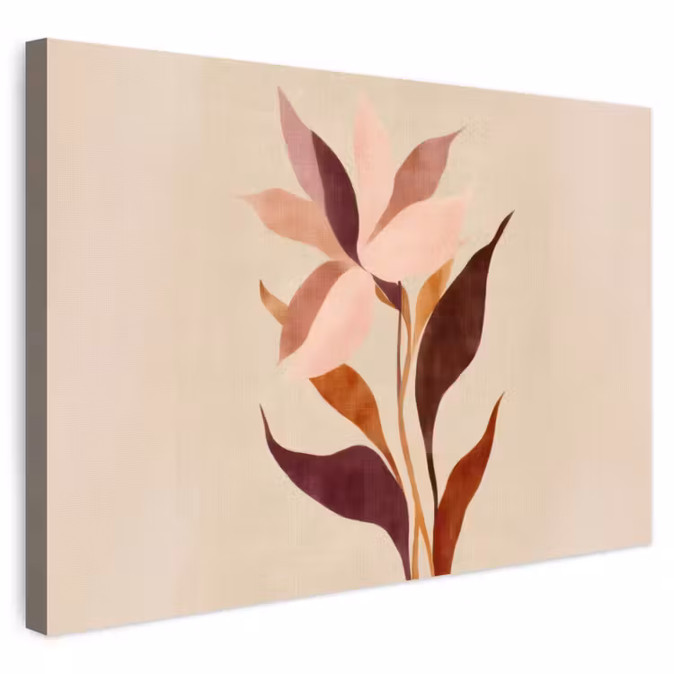 Buiten canvas - Bloemen - Blaadjes - Minimalistisch - Roze — 1