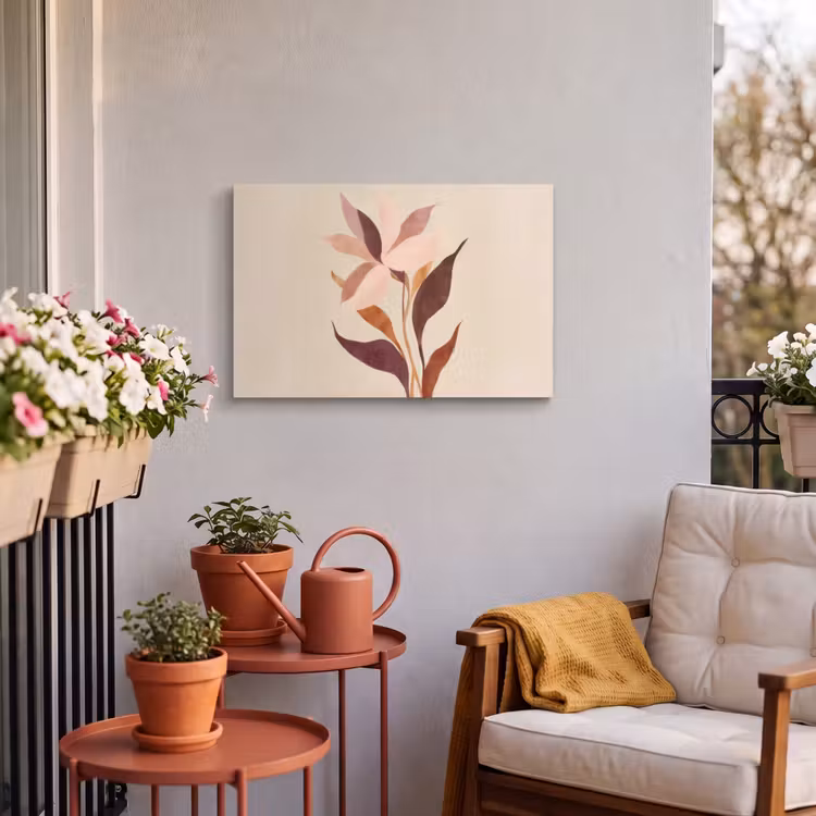 Buiten canvas - Bloemen - Blaadjes - Minimalistisch - Roze — 4