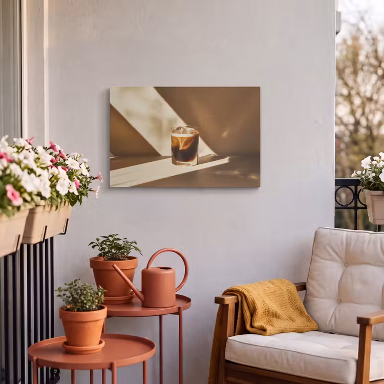 Buiten canvas - Glas - Ijskoffie - Schaduw - Bruin — 3