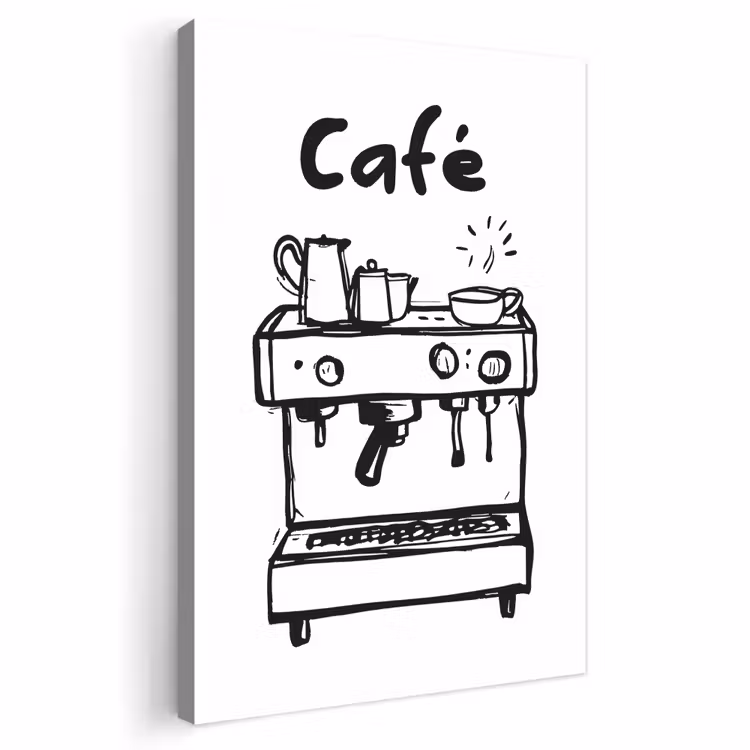 Buiten canvas - Illustratie - Café - Koffiemachine - Kopjes — 1