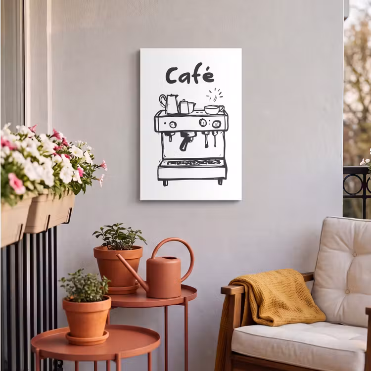 Buiten canvas - Illustratie - Café - Koffiemachine - Kopjes — 3