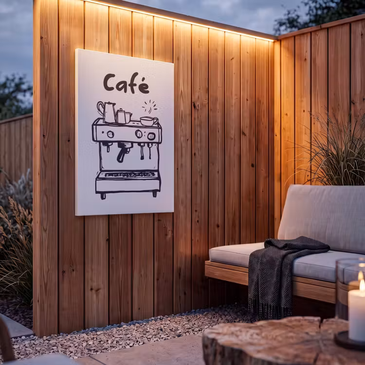 Buiten canvas - Illustratie - Café - Koffiemachine - Kopjes — 4