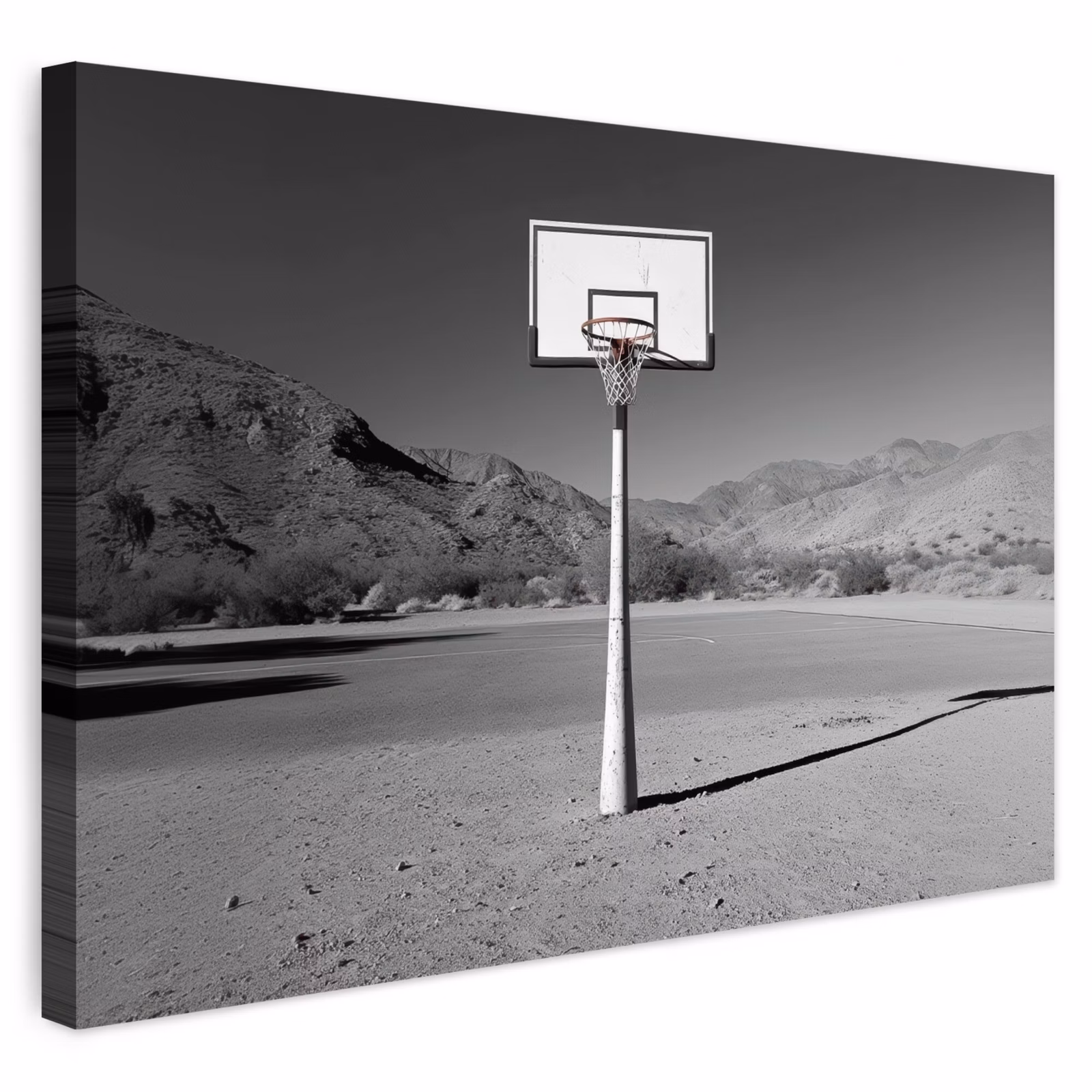 Buiten canvas - Basketbalpaal - Landschap - Zand - Wit — 1
