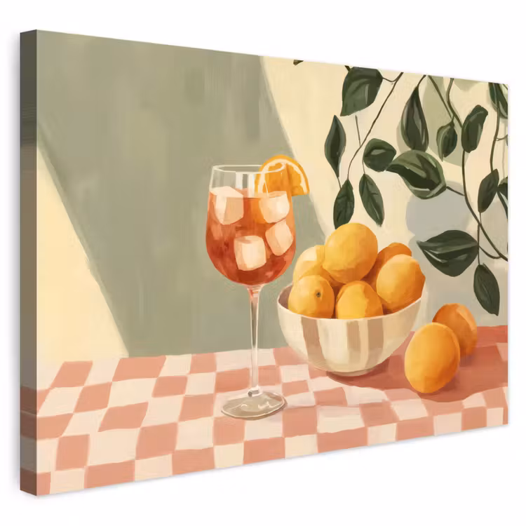 Buiten canvas - Citroenen - Glas - Tafelkleed - Geblokt — 1