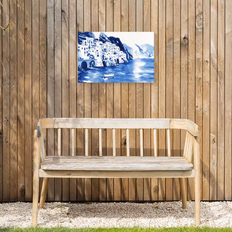Buiten canvas - Dorp - Rotswand - Roeiboot - Water — 3