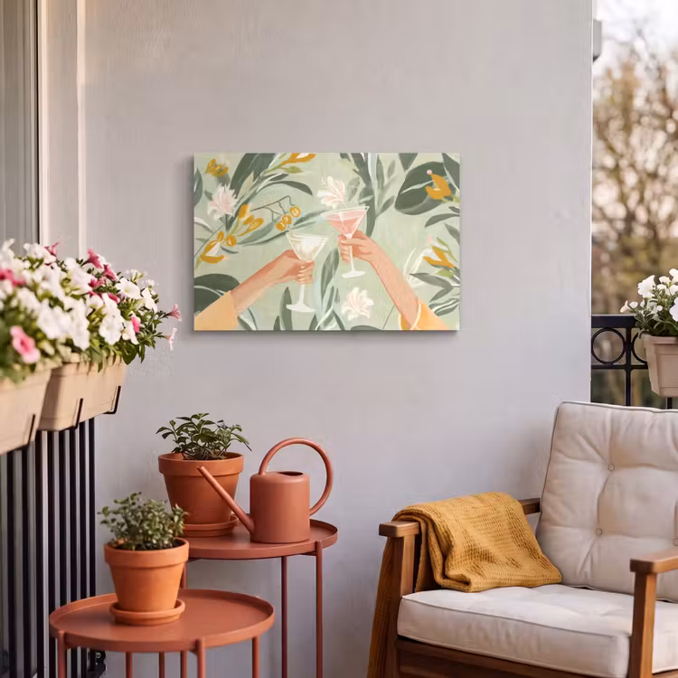 Buiten canvas - Glazen - Proosten - Bladeren - Groen — 4