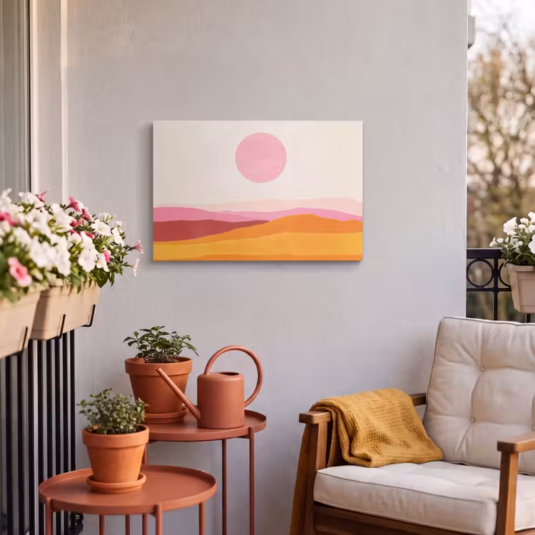 Buiten canvas - Heuvels - Oranje - Zon - Abstract — 4