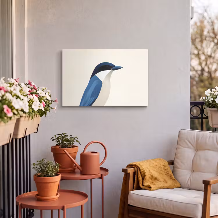 Buiten canvas - Illustratie - Blauw - Vogel — 4