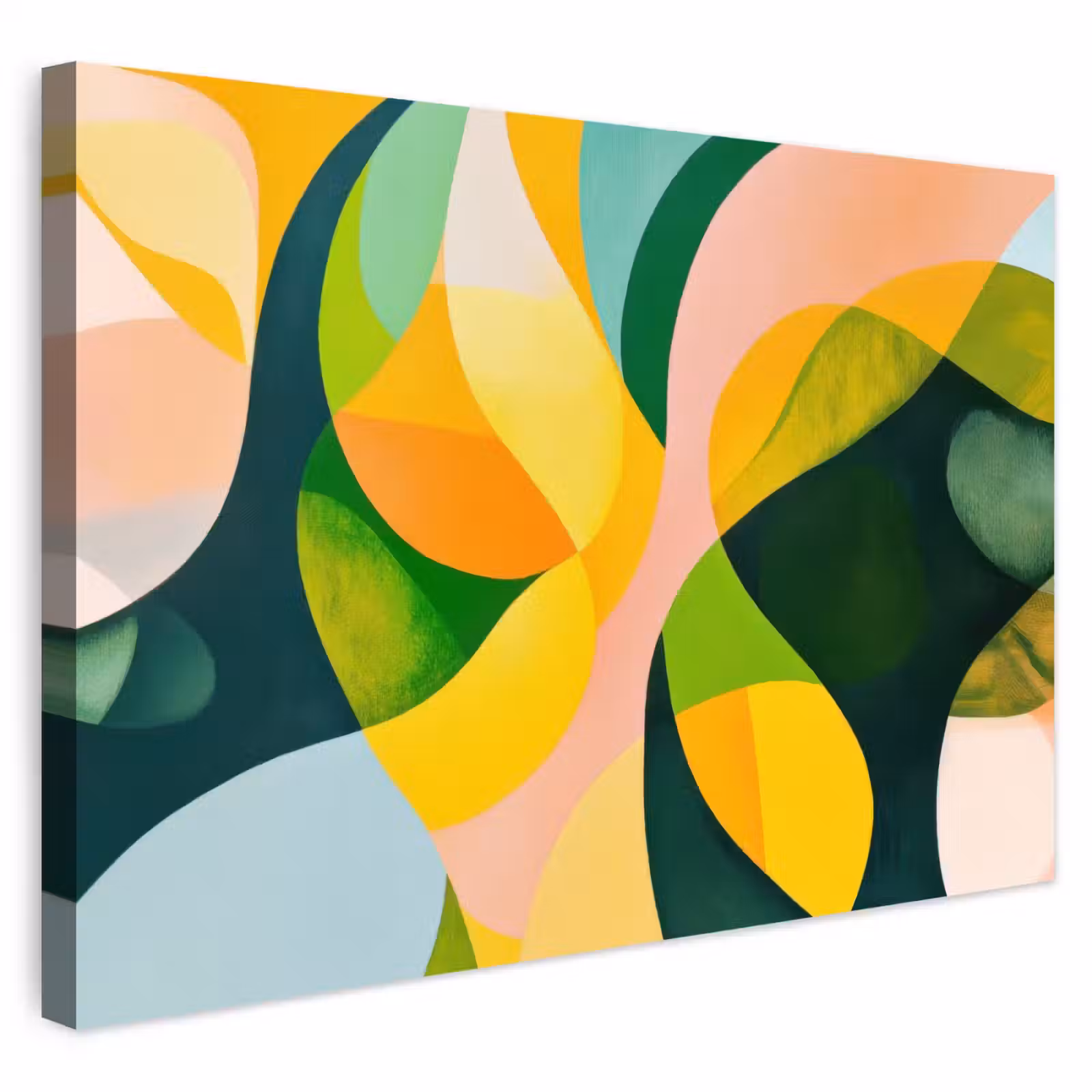 Buiten canvas - Abstract - Geel - Roze - Groen — 1