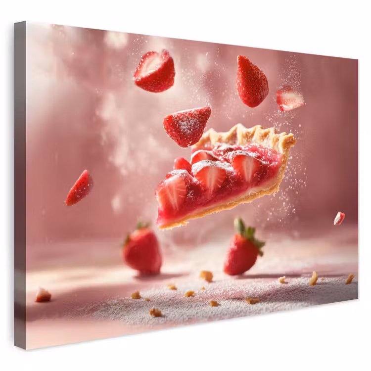 Buiten canvas - Aardbei - Taart- Eten - Roze — 1