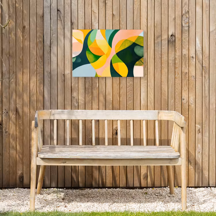 Buiten canvas - Abstract - Geel - Roze - Groen — 3