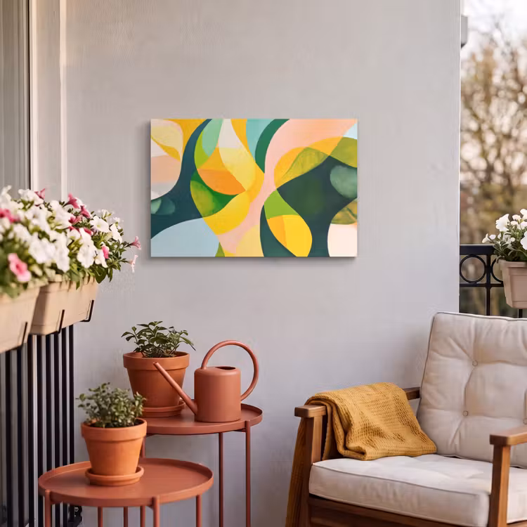 Buiten canvas - Abstract - Geel - Roze - Groen — 4