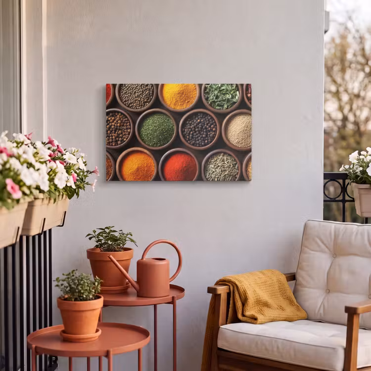 Buiten canvas - Bakjes - Hout - Kruiden - Kleurrijk — 3