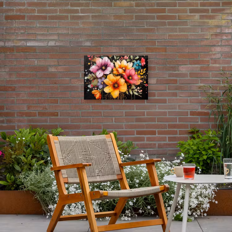 Buiten canvas - Bloemenpracht op Zwarte Achtergrond — 2