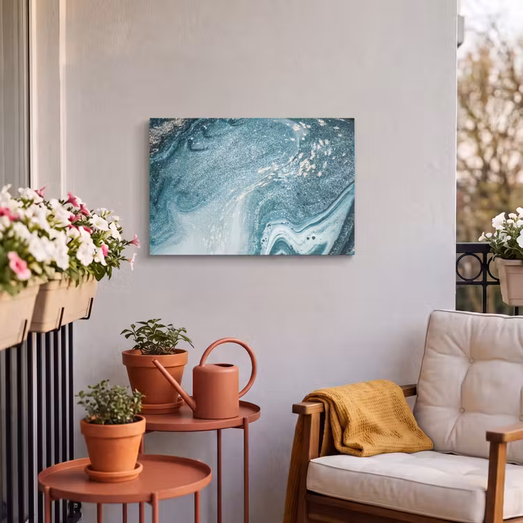 Buiten canvas - Edelstenen - Blauw - Natuur - Marmer - Abstract — 4