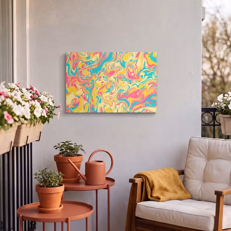 Buiten canvas - Geel - Roze - Blauw - Retro — 4