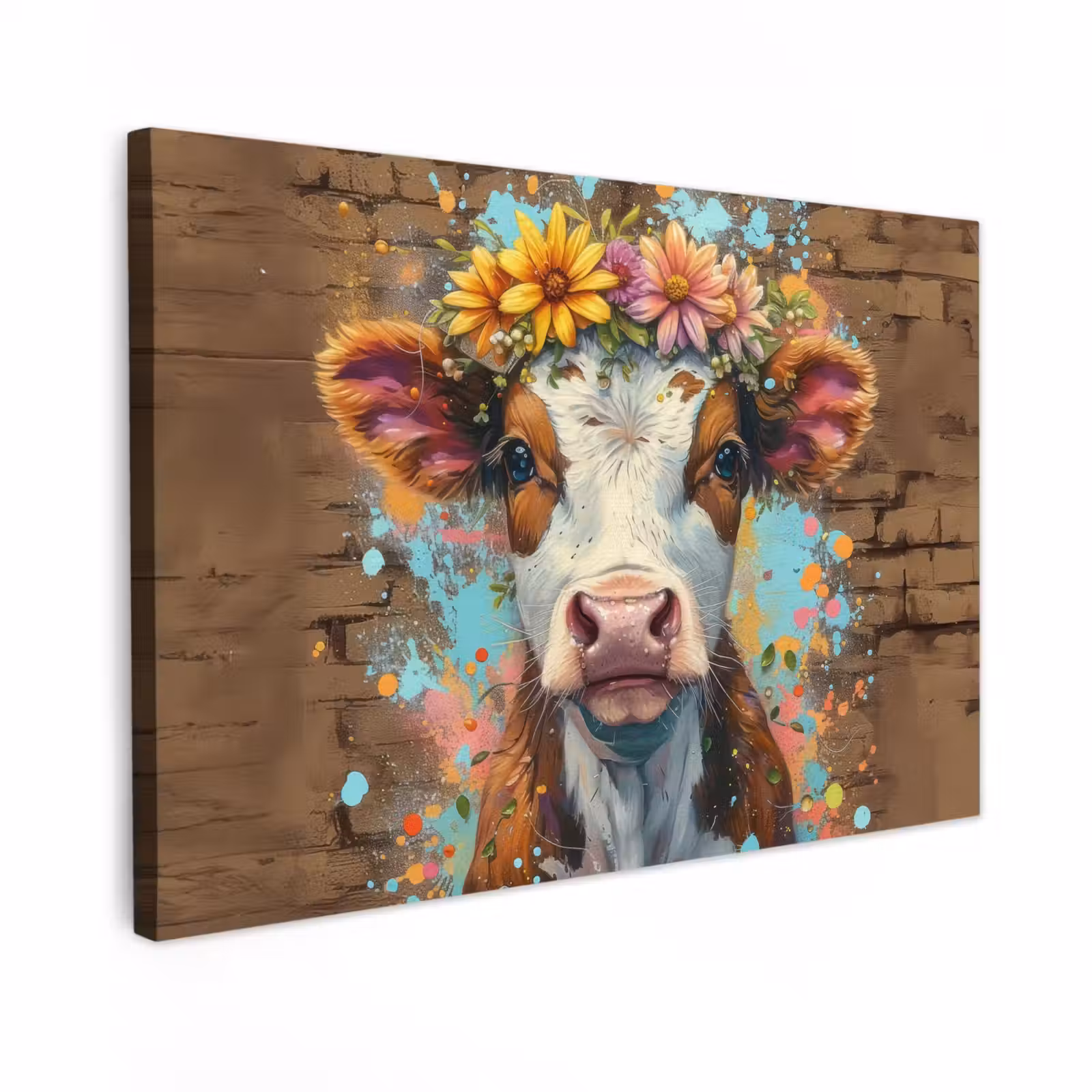 Buiten canvas - Kalf met Bloemenkroon — 1