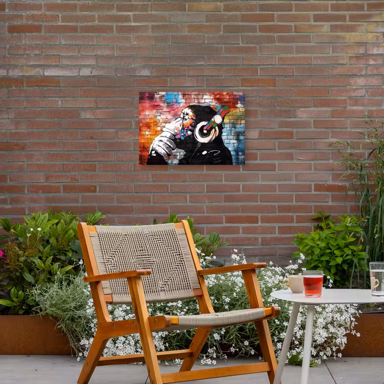 Buiten canvas - Aap met Koptelefoon — 2