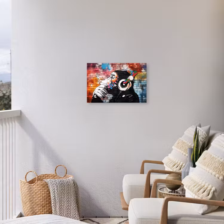 Buiten canvas - Aap met Koptelefoon — 4