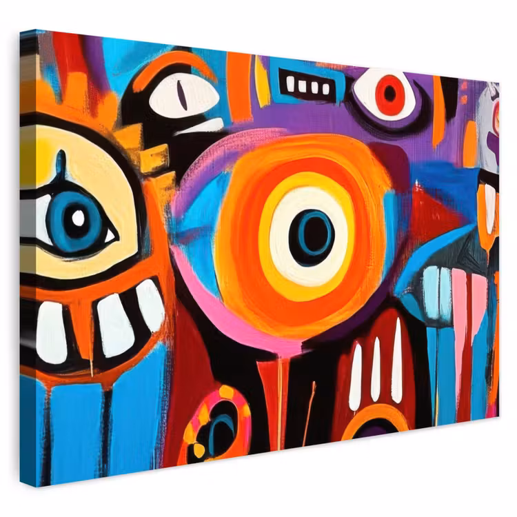 Buiten canvas - Abstract - Gezicht - Kleurrijk — 1