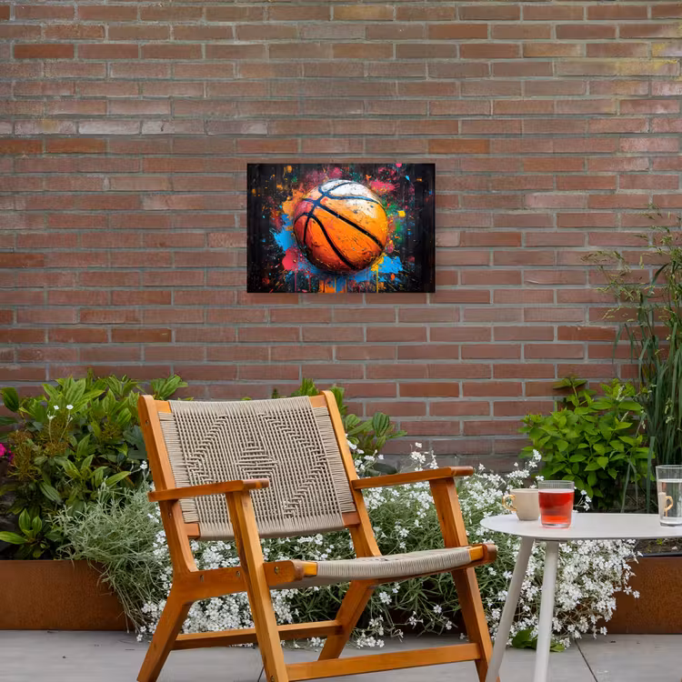 Buiten canvas - Basketbal in Kleurrijke Spatten — 2
