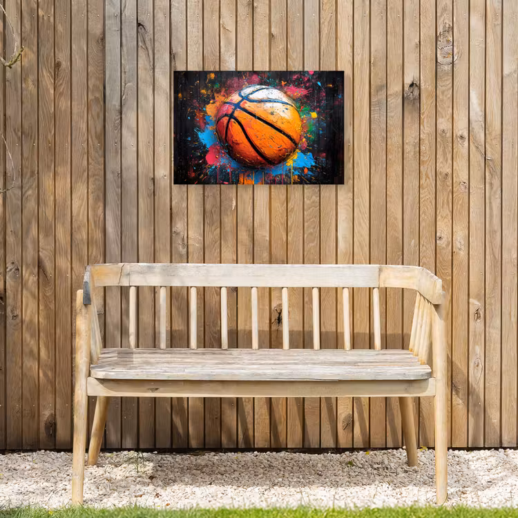 Buiten canvas - Basketbal in Kleurrijke Spatten — 3
