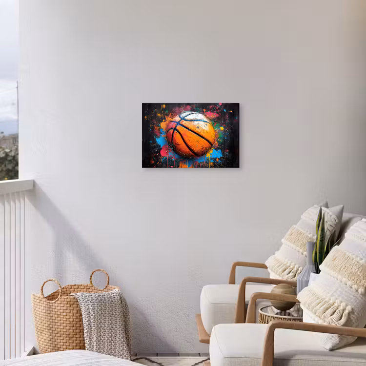 Buiten canvas - Basketbal in Kleurrijke Spatten — 4