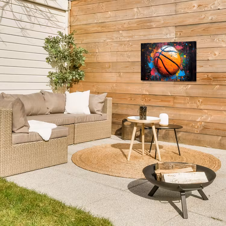 Buiten canvas - Basketbal in Kleurrijke Spatten — 5